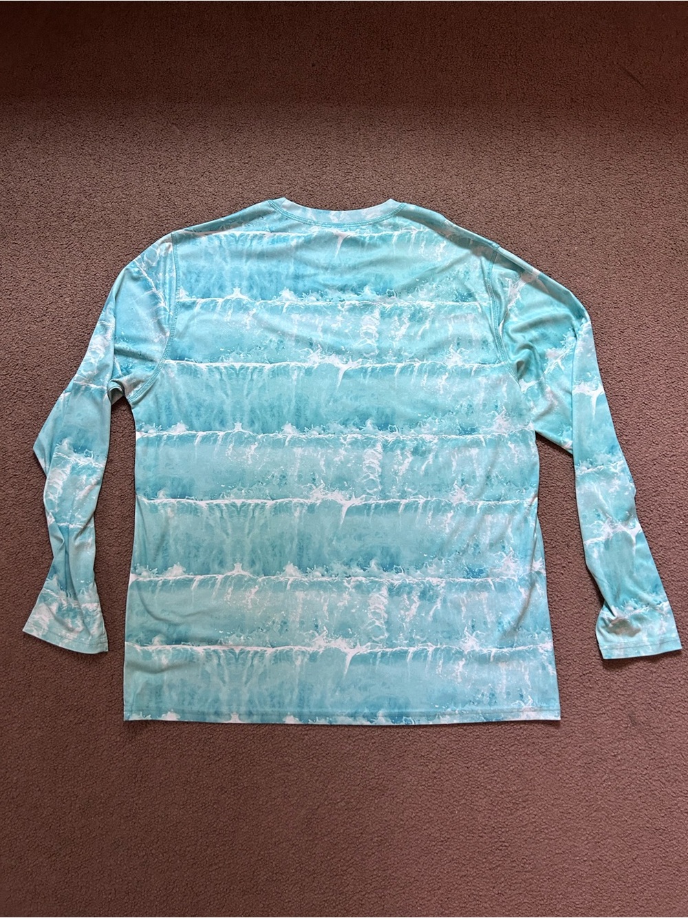 Men’s Reel Life Fishing Shirt Sz Large Teal&White Print Long Sleeved - Picture 6 of 6